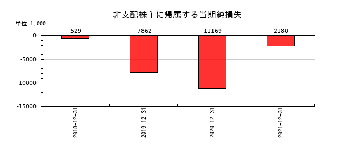 東急レクリエーションの非支配株主に帰属する当期純損失の推移
