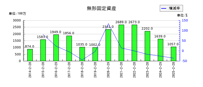 乃村工藝社の無形固定資産の推移