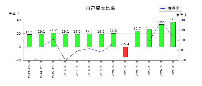 ＫＮＴ−ＣＴホールディングスの自己資本比率の推移