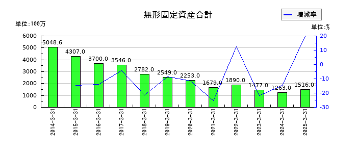 ナックの無形固定資産合計の推移