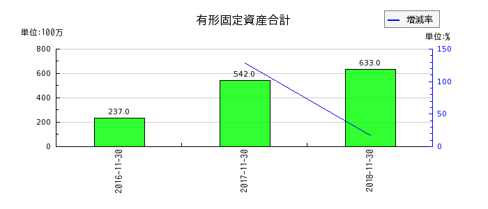 リーバイ・ストラウス ジャパンの有形固定資産合計の推移