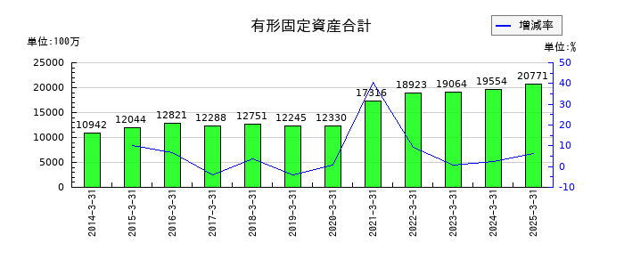 日伝の有形固定資産合計の推移