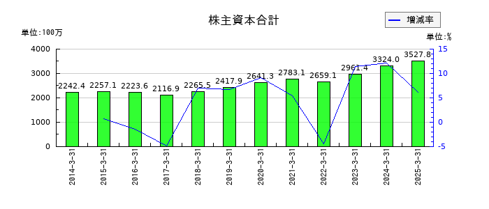 ワットマンの株主資本合計の推移