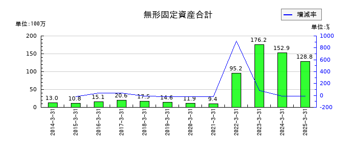 蔵王産業の無形固定資産合計の推移